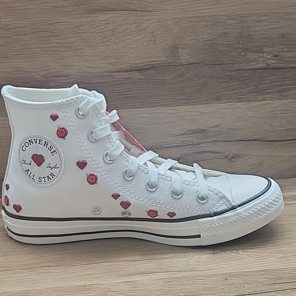 Converse White and Red High-Top Sneakers